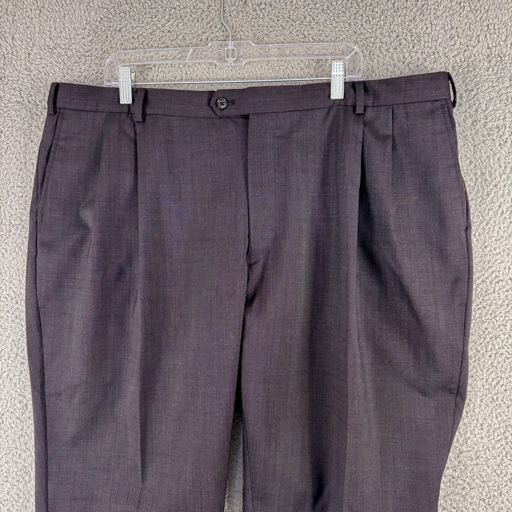 Jos A Bank Dress Pants Mens 44 Waist Gray Wool Pleated Front Cuffed Trousers - Picture 3 of 16
